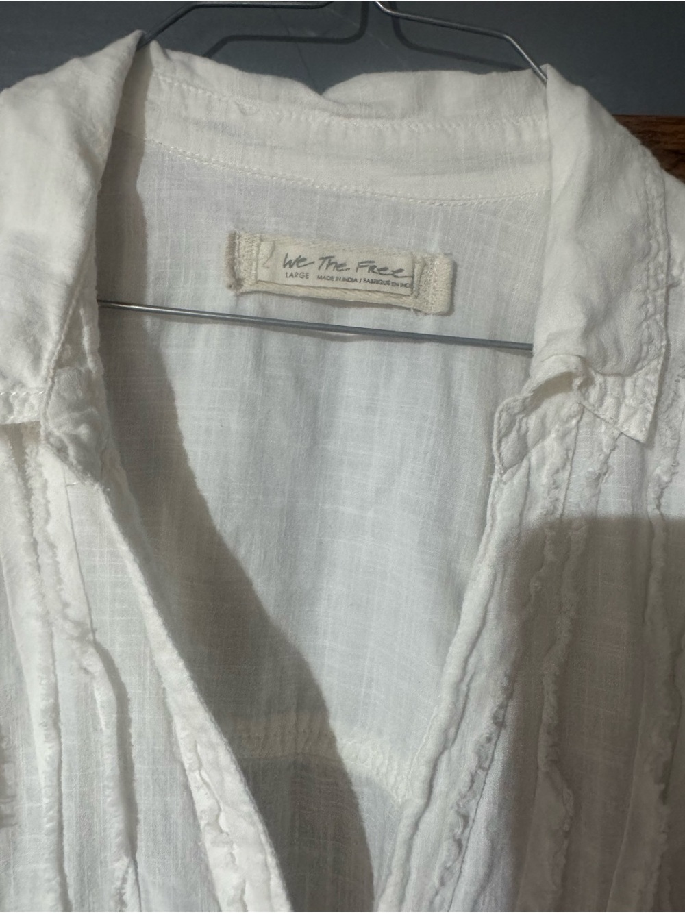 We The Free White Textured Gauze Button-Down